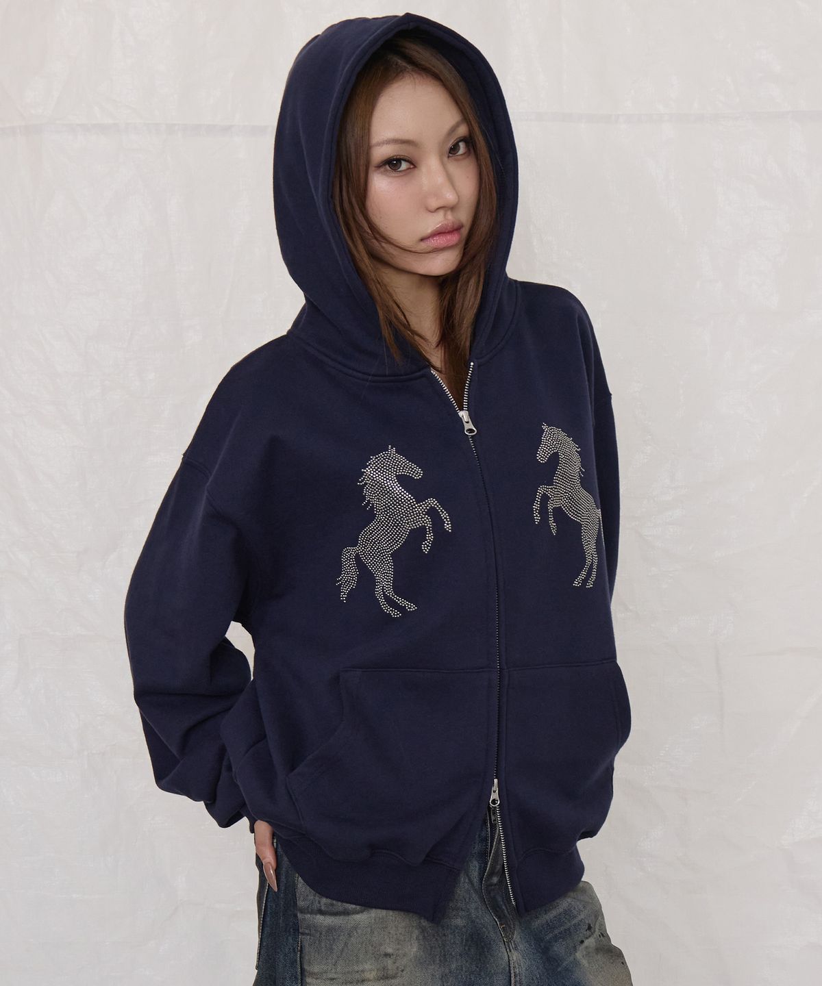 미드나잇 무브(MIDNIGHT MOVE) horse hood zip up (navy)