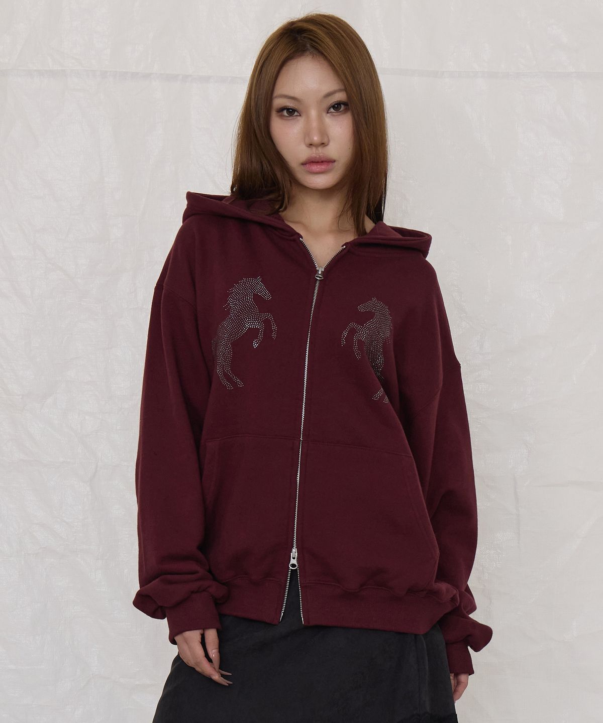 미드나잇 무브(MIDNIGHT MOVE) horse hood zip up (wine)