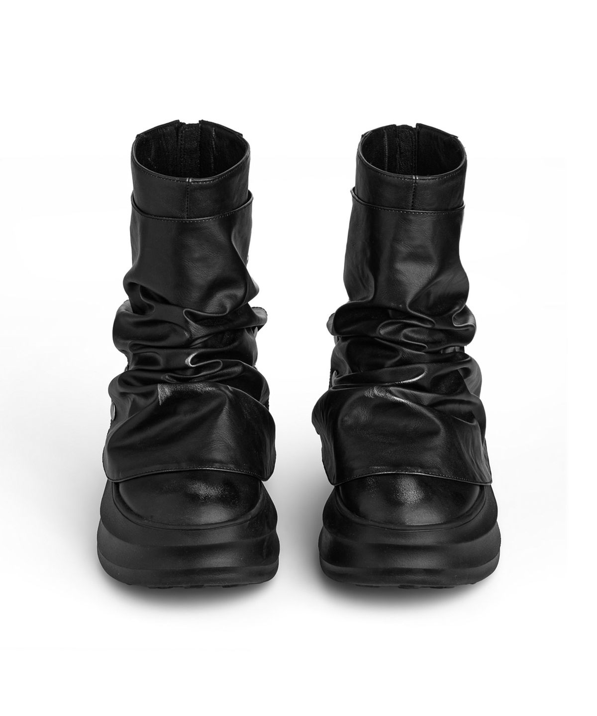 다이닛(DEINET) SNAP CURVED LINE FLATFORM BOOTS IN BLACK
