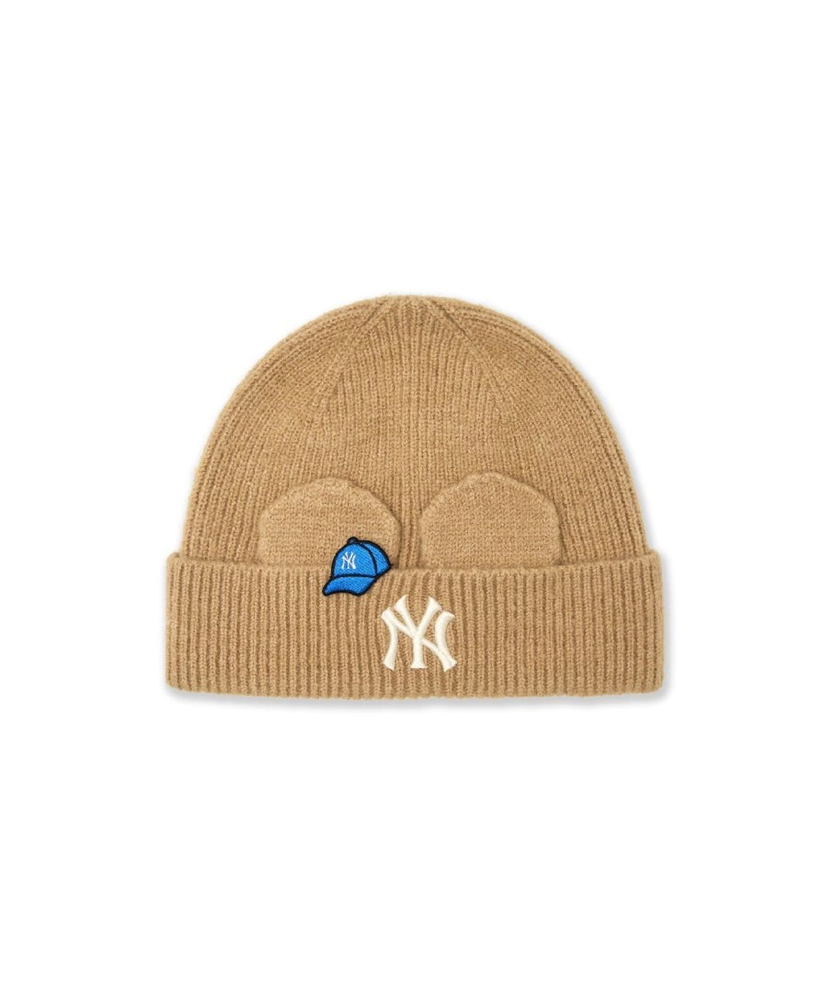 엠엘비 키즈(MLB KIDS) 메가베어 프렌즈 이어플랩비니&장갑 세트 NY (Beige)