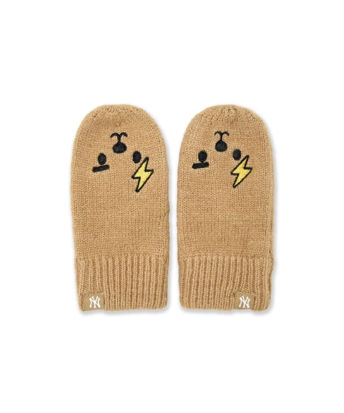 엠엘비 키즈(MLB KIDS) 메가베어 프렌즈 이어플랩비니&장갑 세트 NY (Beige)