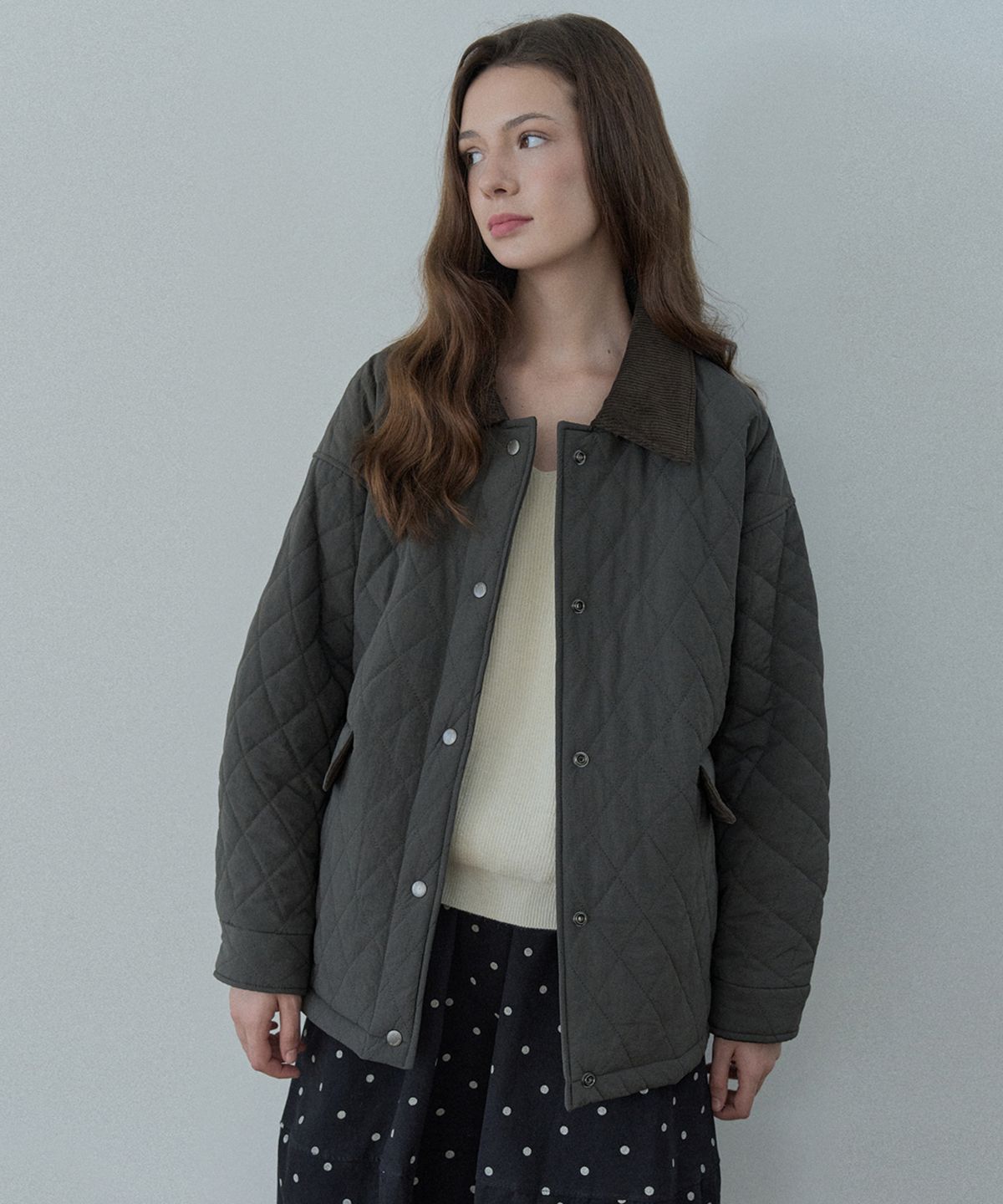 아방(AVANT-G) Diamond Quilted Safari Jacket - KHAKI
