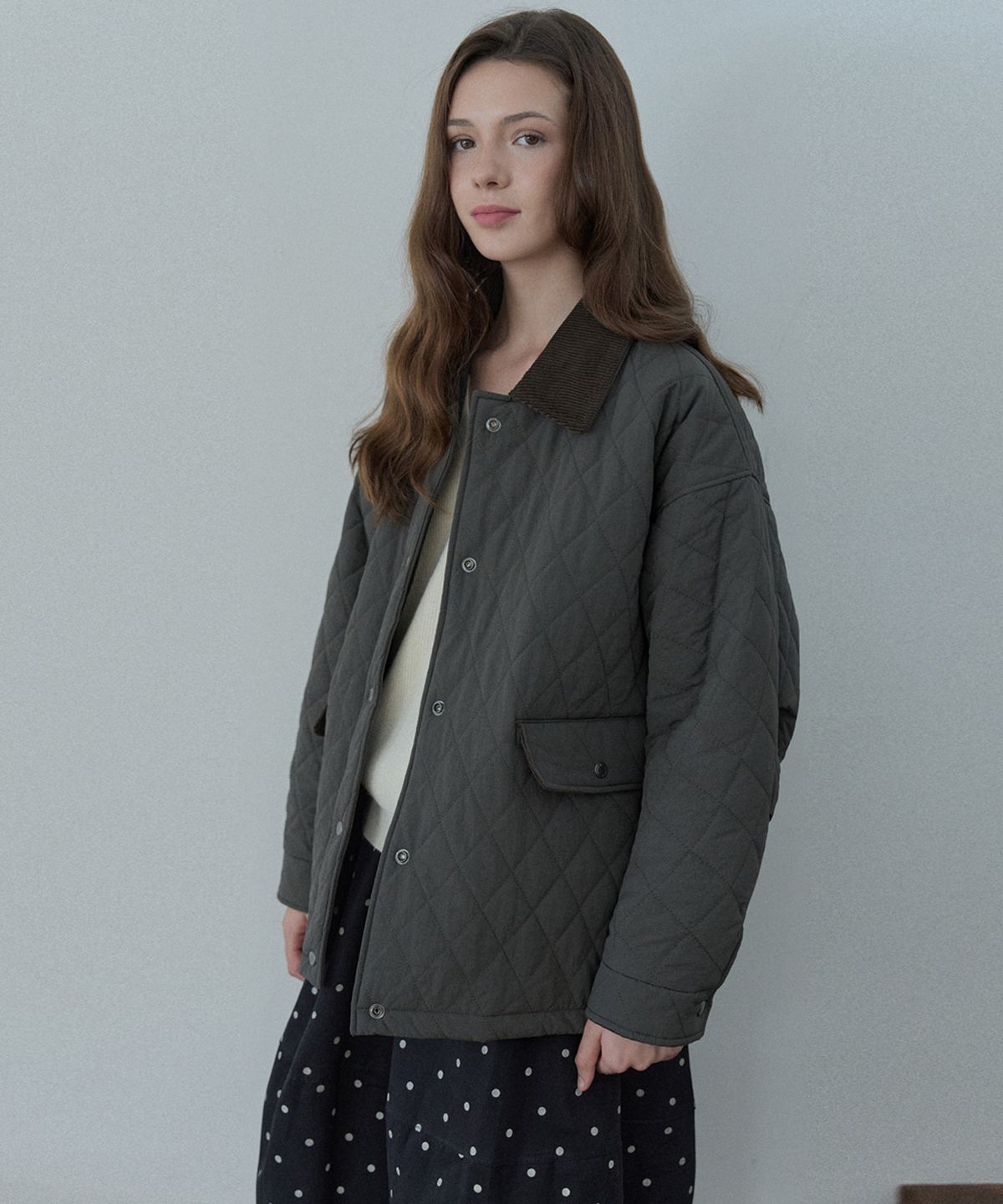 아방(AVANT-G) Diamond Quilted Safari Jacket - KHAKI