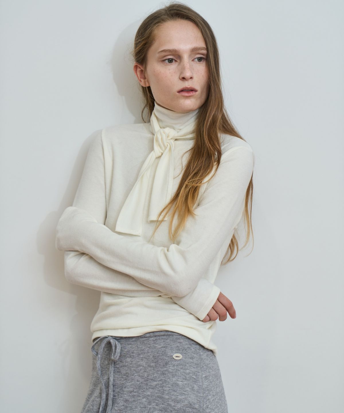 그리다제이(GRIDAJ) Angora Blend Scarf Tie Long Sleeve