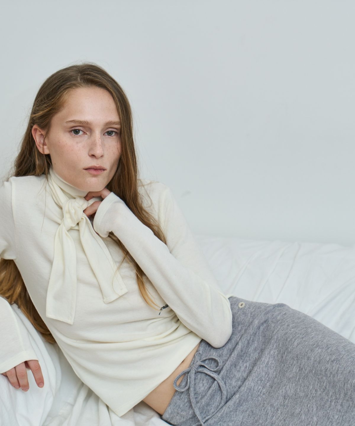 그리다제이(GRIDAJ) Angora Blend Scarf Tie Long Sleeve