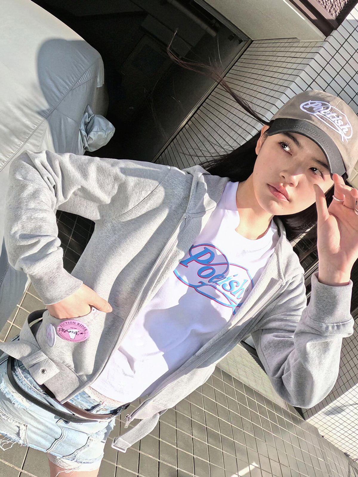 포에티시(POETISH) BIKER BELTED ZIP-UP HOODIE AW6SM212_12