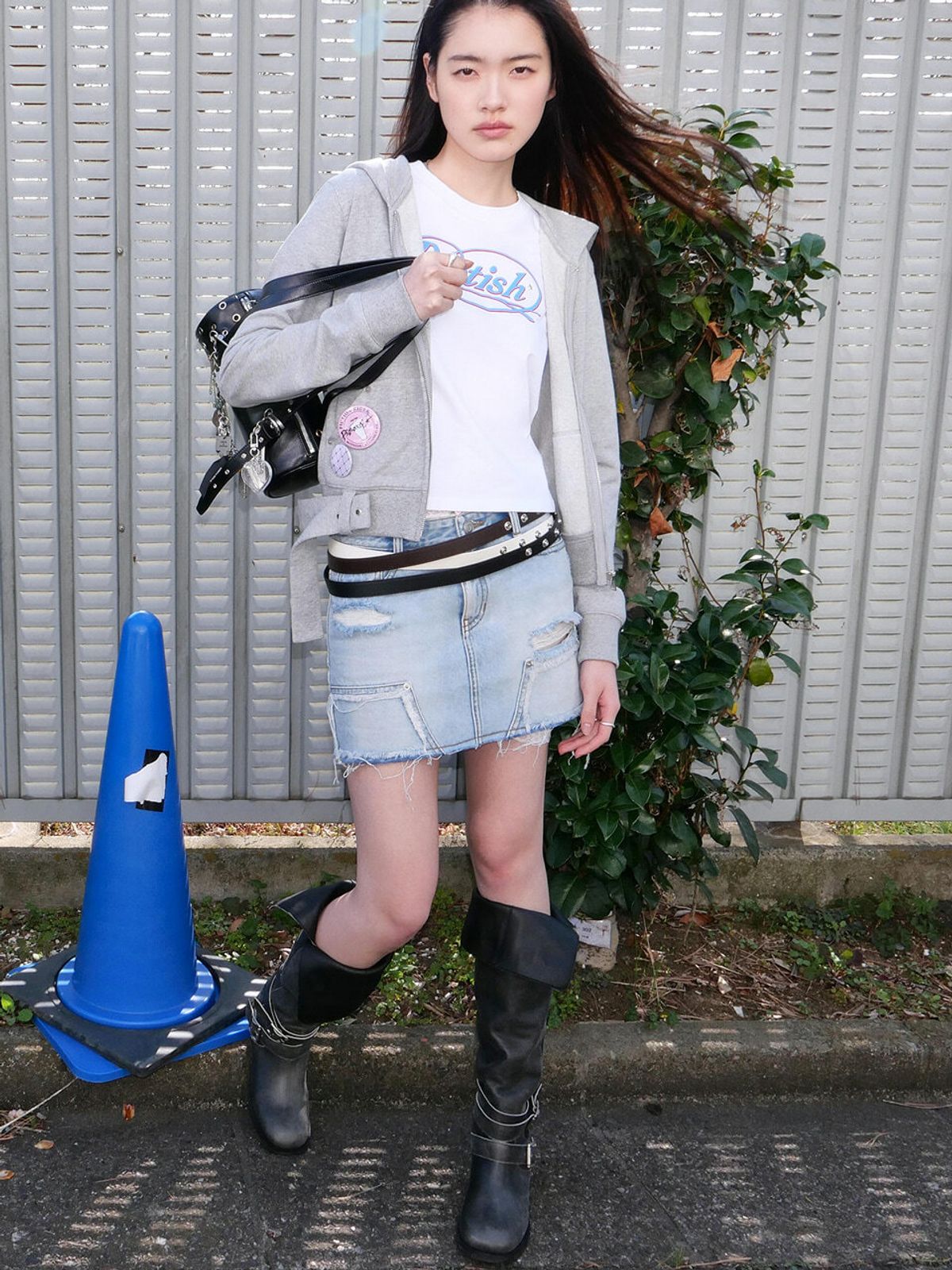 포에티시(POETISH) REWORKED DENIMMINI SKIRT AJ6MS503_AM