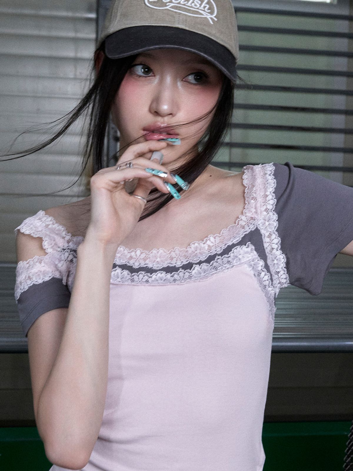 포에티시(POETISH) LACE LAYERED T-SHIRT AW6ME504_2color