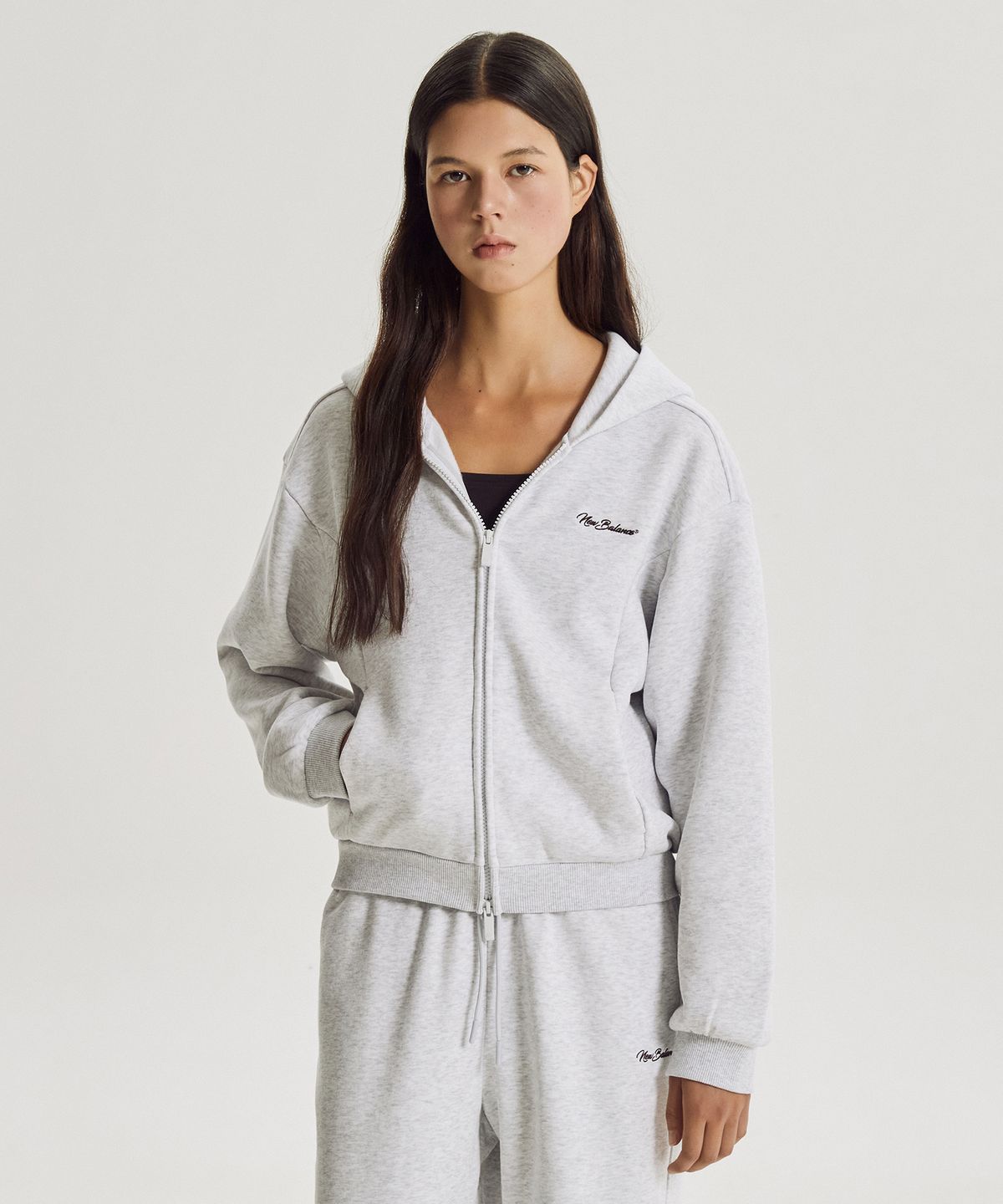 뉴발란스(NEW BALANCE) NBMDG4W012 / WOMEN 에센셜 기모 후드집업 (L/GRAY)