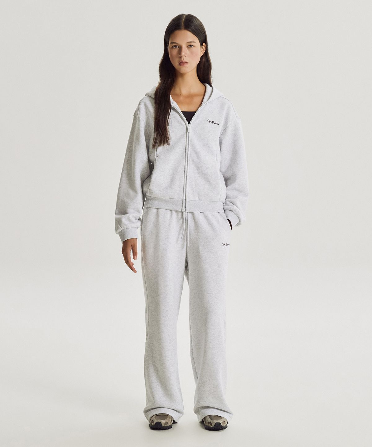 뉴발란스(NEW BALANCE) NBMDG4W012 / WOMEN 에센셜 기모 후드집업 (L/GRAY)
