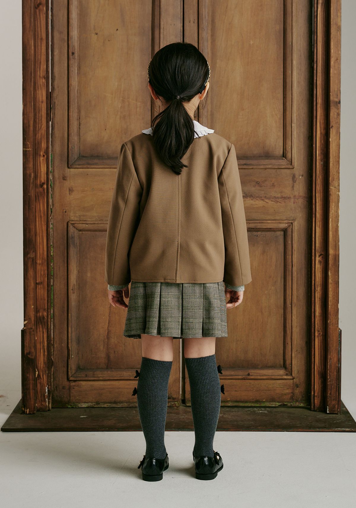 빈(BEEN) BA53JK02BG 베이지 레이어드 노카라 자켓