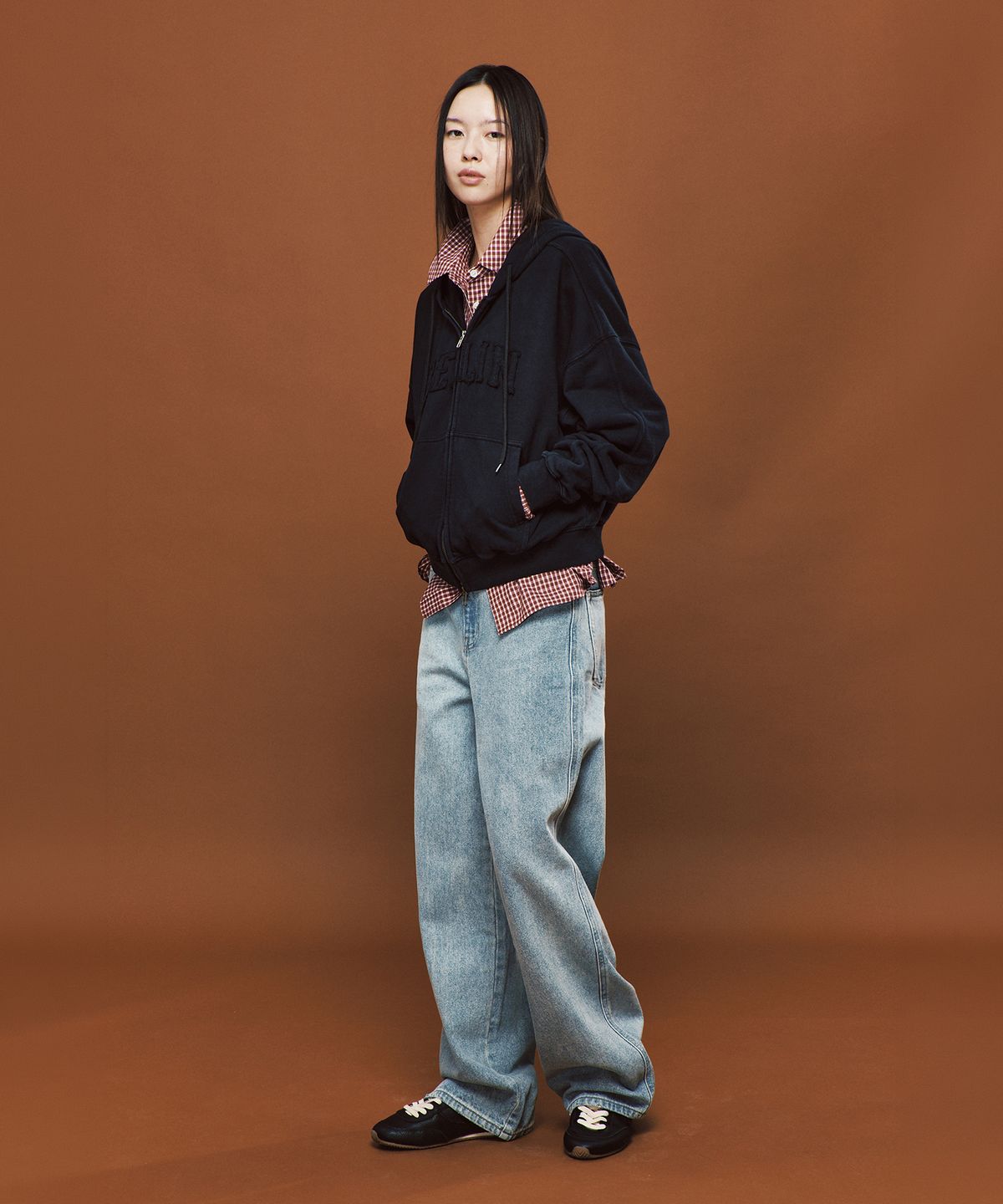 플랙 우먼(PLAC WOMEN) 베를린 워시드 집업 후디 차콜