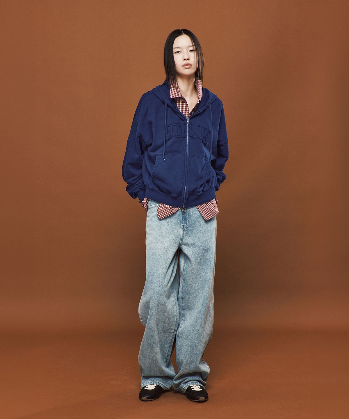 플랙 우먼(PLAC WOMEN) 베를린 워시드 집업 후디 블루
