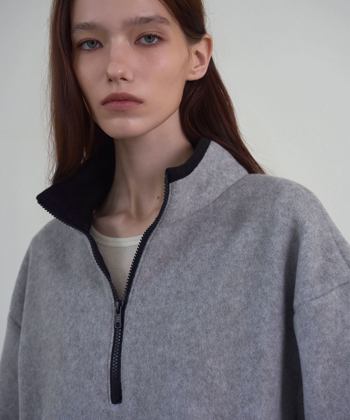 신앤리(SSIN AND LEE) Snooze Half-Zip Fleece Melange Grey