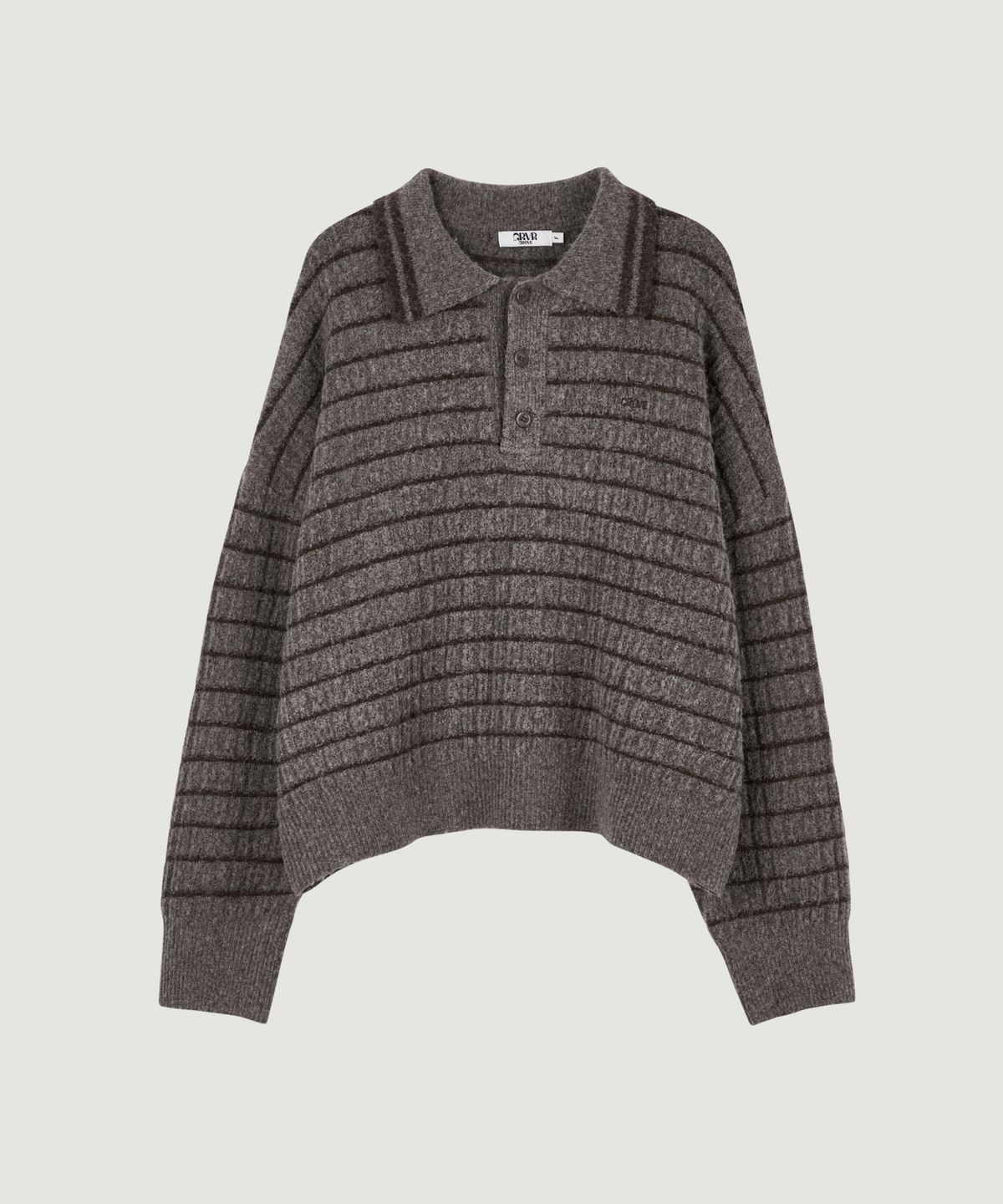 그로브(GROVE) ESTELLE STRIPE COLLAR KNIT (KHAKI)
