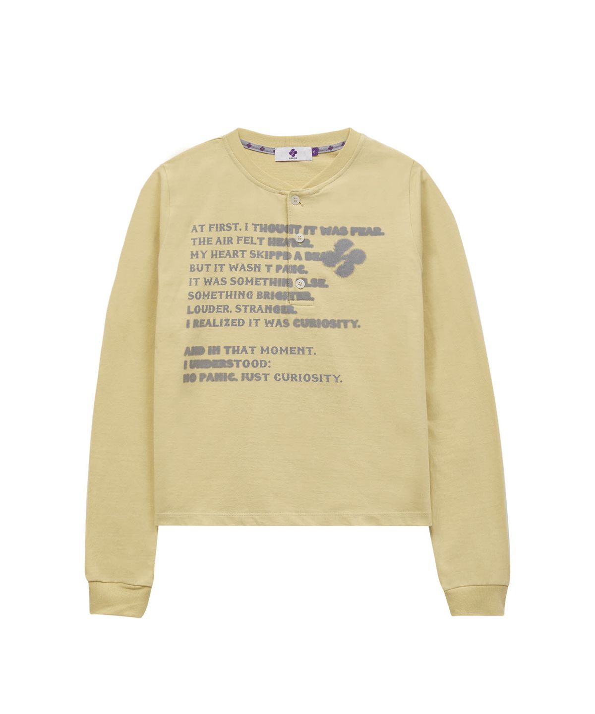 후드후드(HOODHOOD) 클로버 타이포 헨리넥 롱슬리브 라이트옐로우
