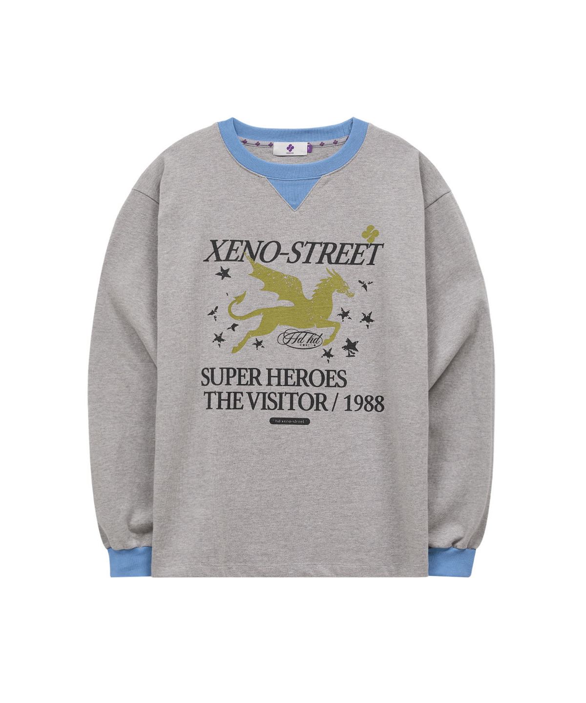 후드후드(HOODHOOD) Xeno Street 배색 롱슬리브 그레이