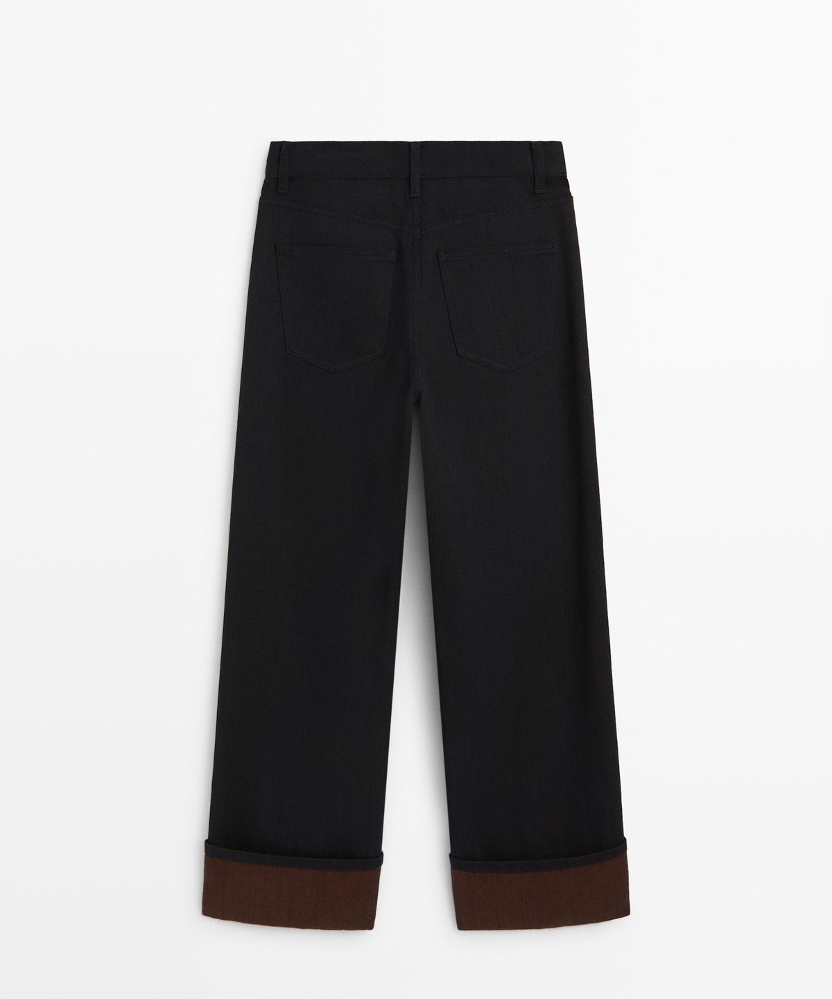 마시모두띠(MASSIMO DUTTI) 와이드 레그 미드라이즈 턴업 디테일 진