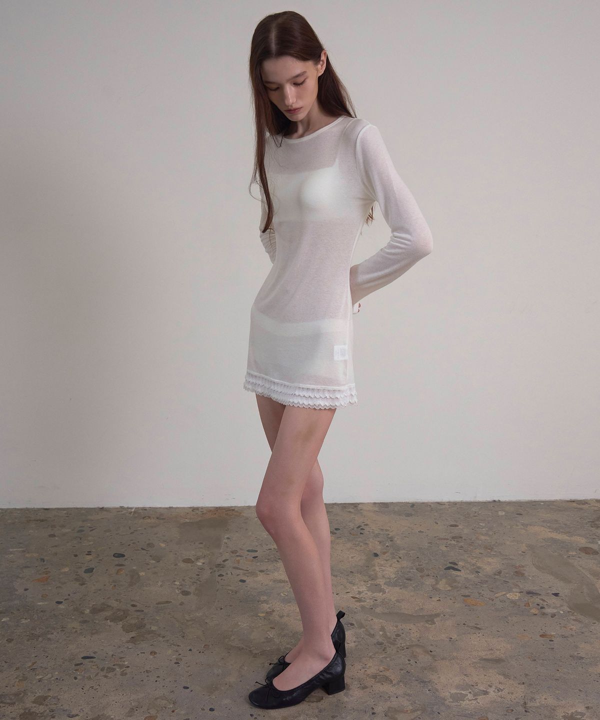 신앤리(SSIN AND LEE) Melt Lace Mini Dress White