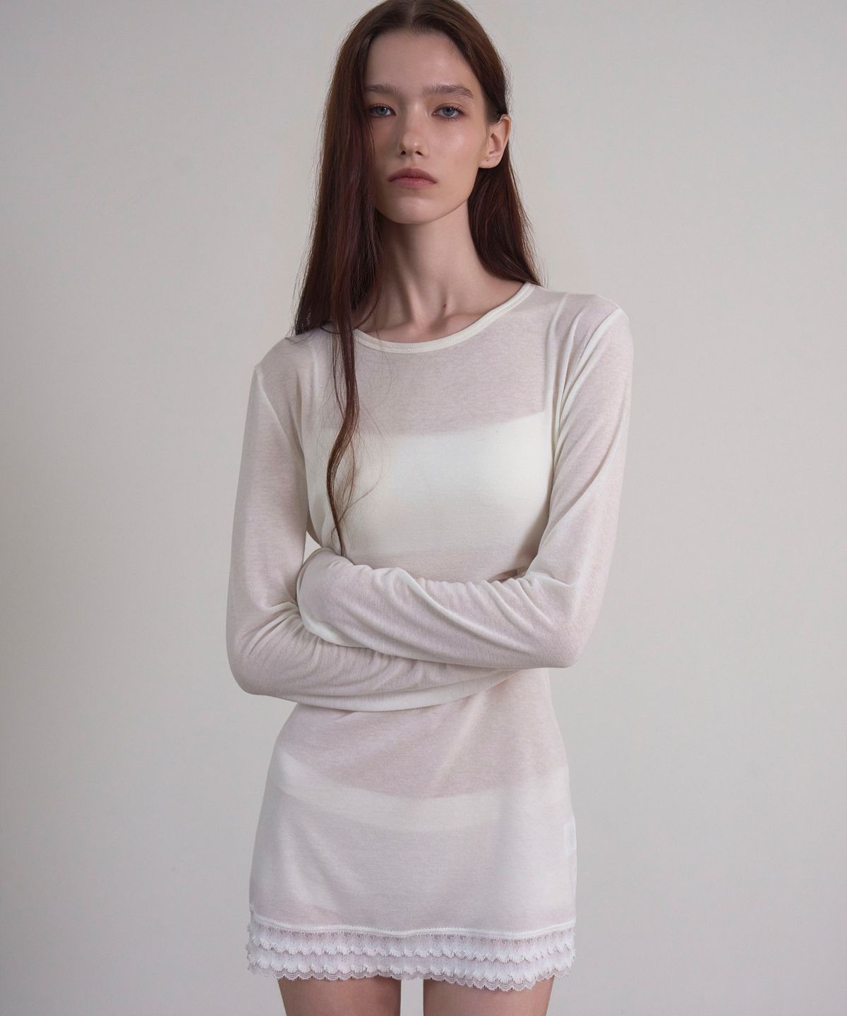 신앤리(SSIN AND LEE) Melt Lace Mini Dress White