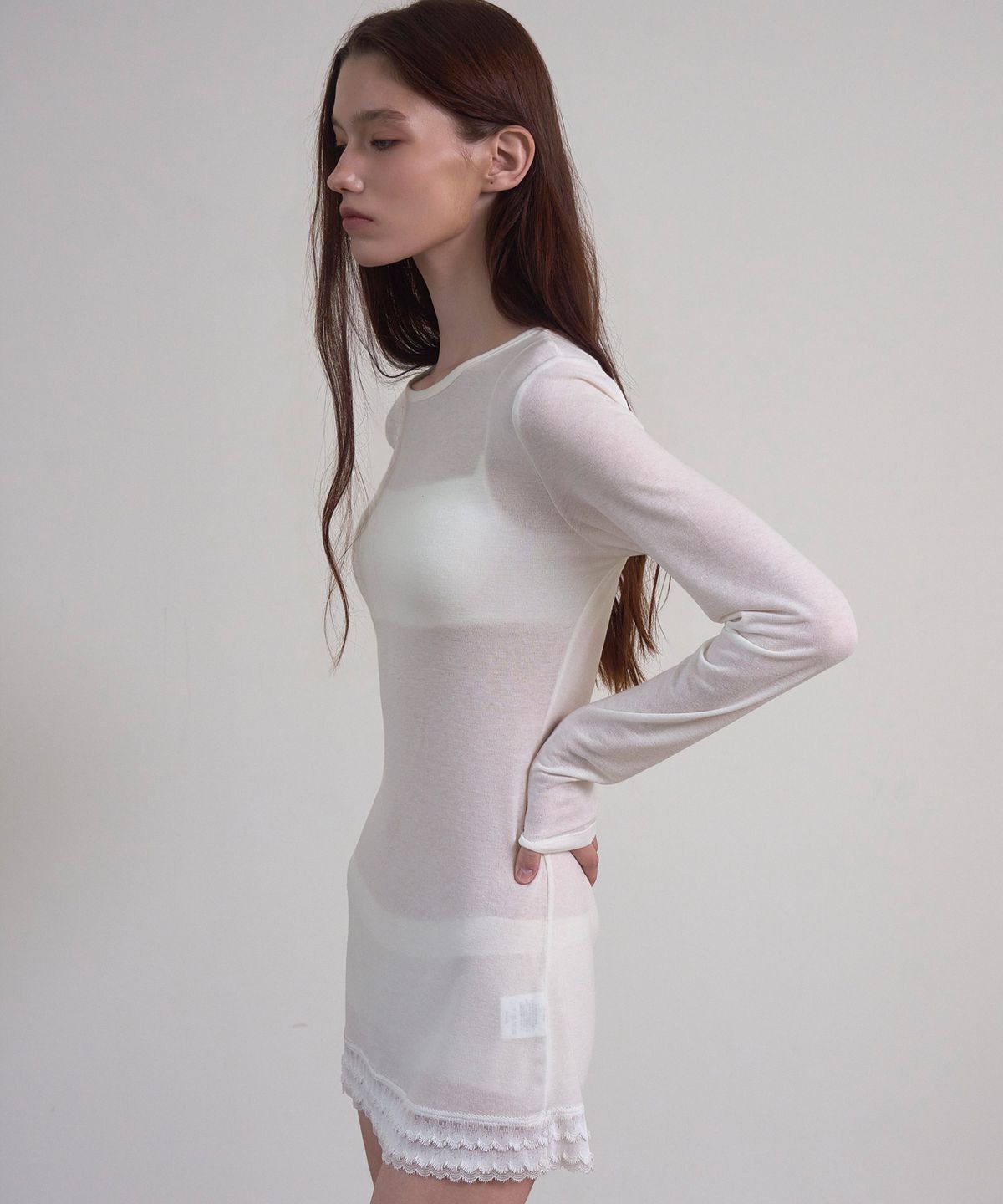 신앤리(SSIN AND LEE) Melt Lace Mini Dress White