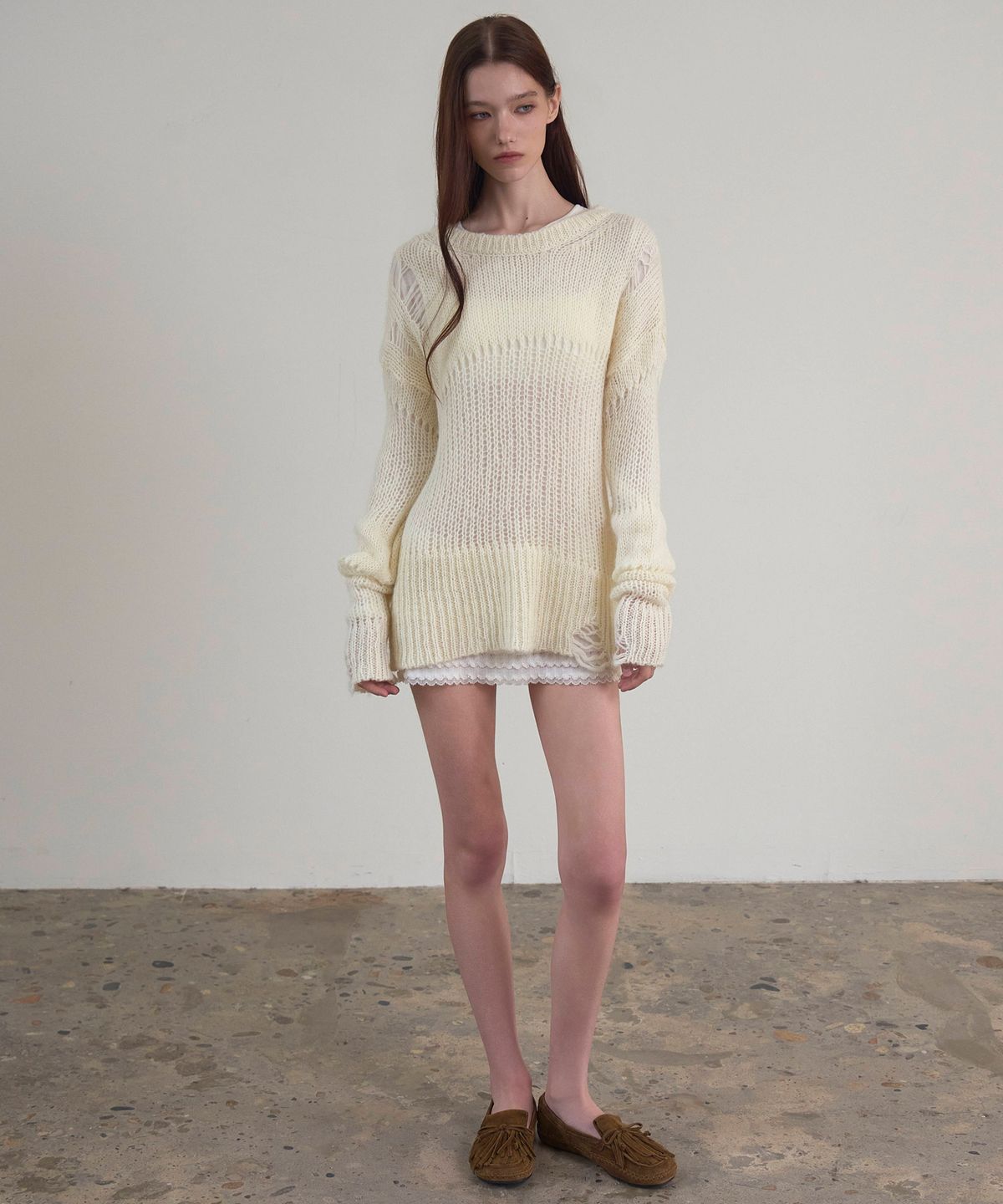 신앤리(SSIN AND LEE) Melt Lace Mini Dress White