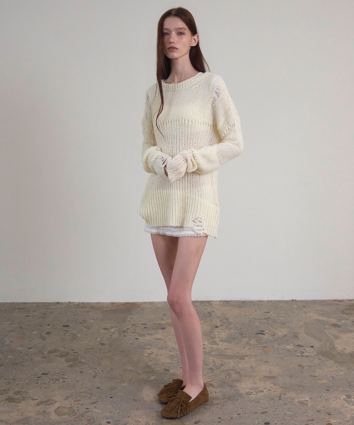 신앤리(SSIN AND LEE) Melt Lace Mini Dress White