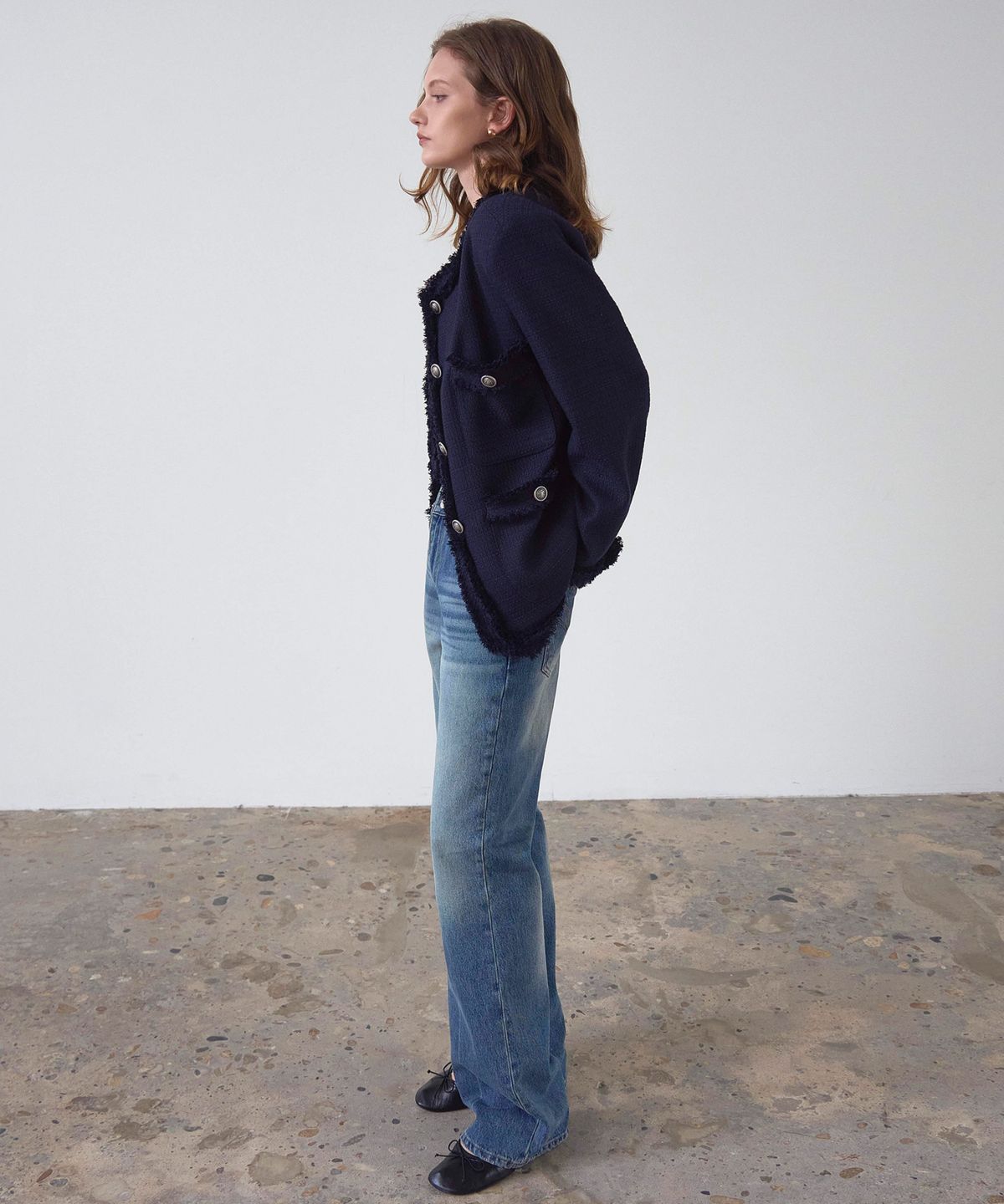 신앤리(SSIN AND LEE) Charlotte Tweed Jacket Navy