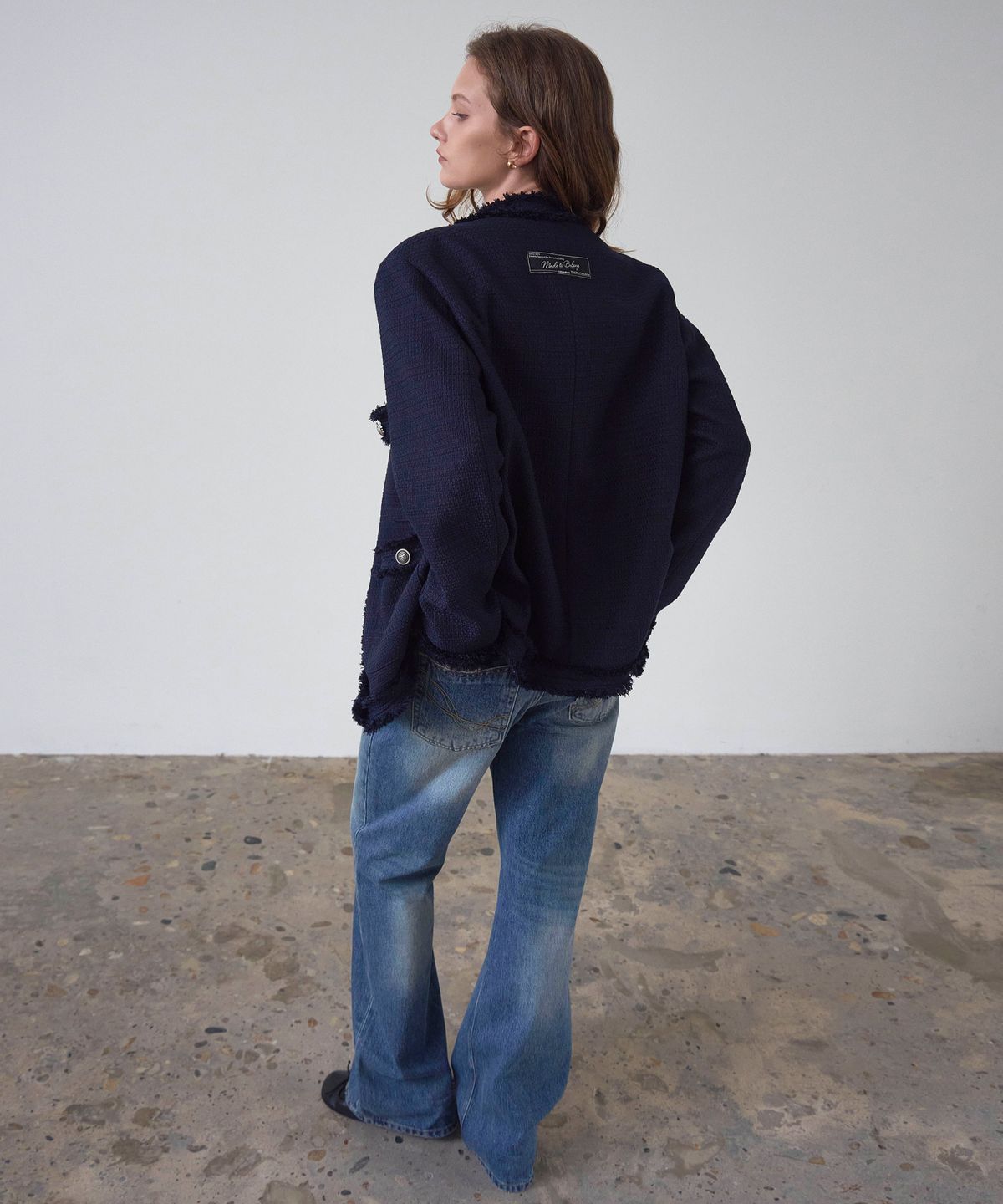 신앤리(SSIN AND LEE) Charlotte Tweed Jacket Navy