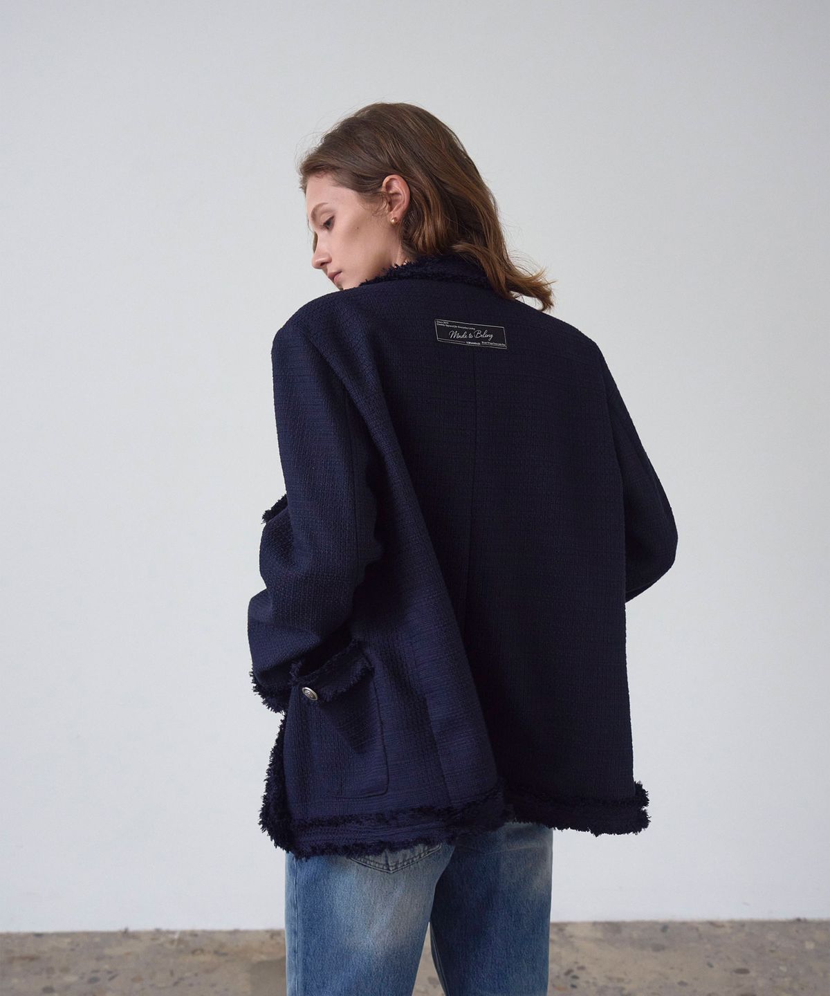 신앤리(SSIN AND LEE) Charlotte Tweed Jacket Navy