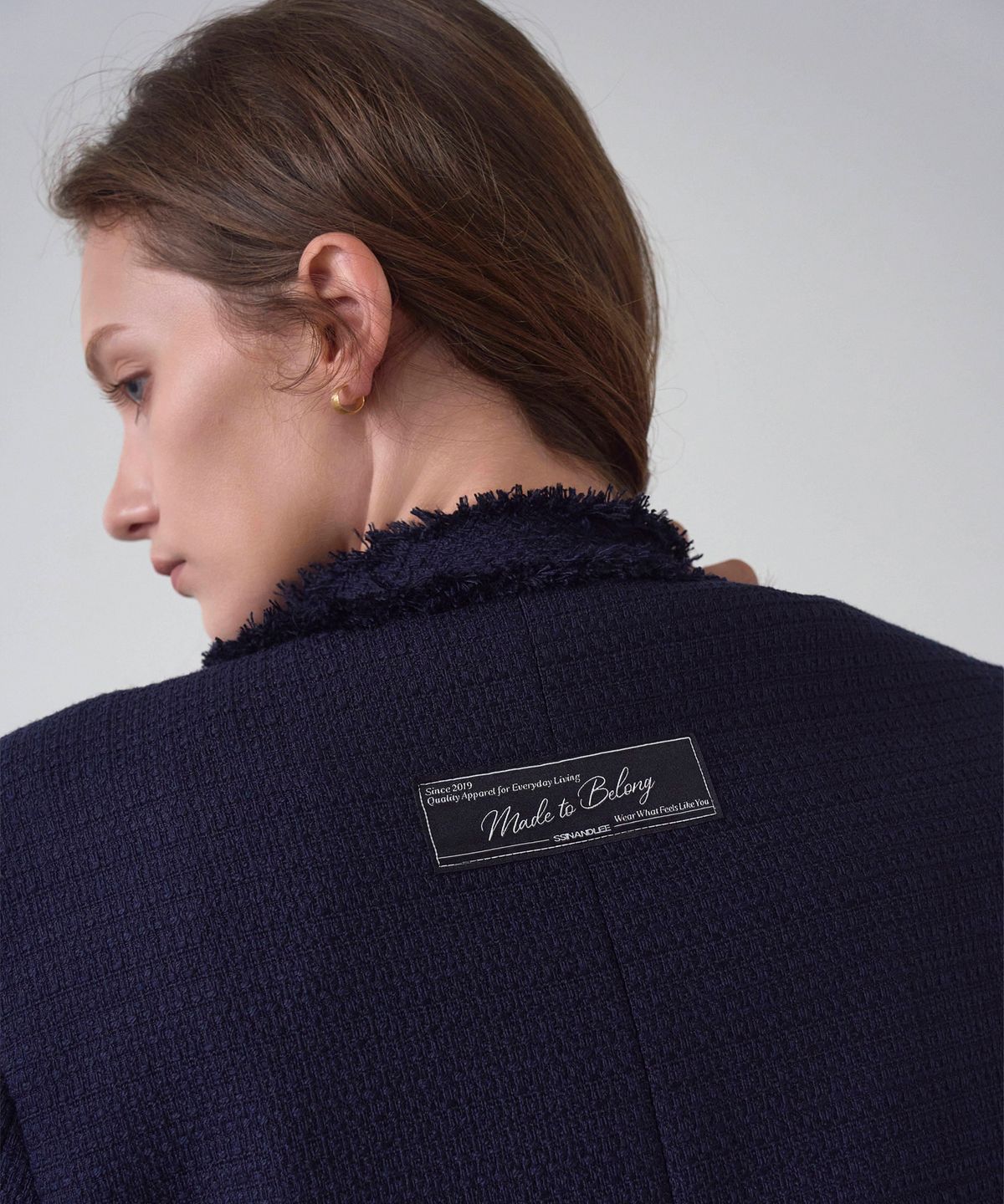 신앤리(SSIN AND LEE) Charlotte Tweed Jacket Navy