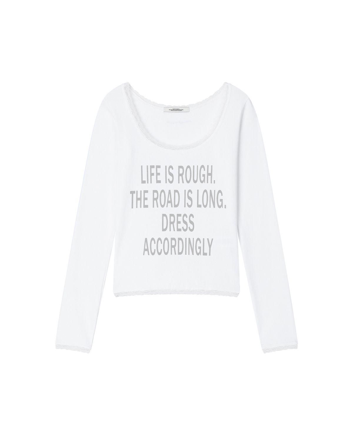 로타입(ROUGHTYPE) Scallop Lace Off-shoulder Long Sleeve - White