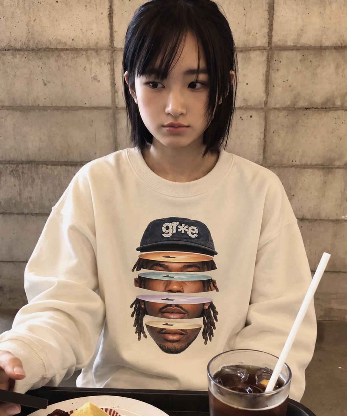그레이버 오디너리(GRAVER ORDINARY) [ODNR UNISEX]Face Grae 맨투맨_Navy