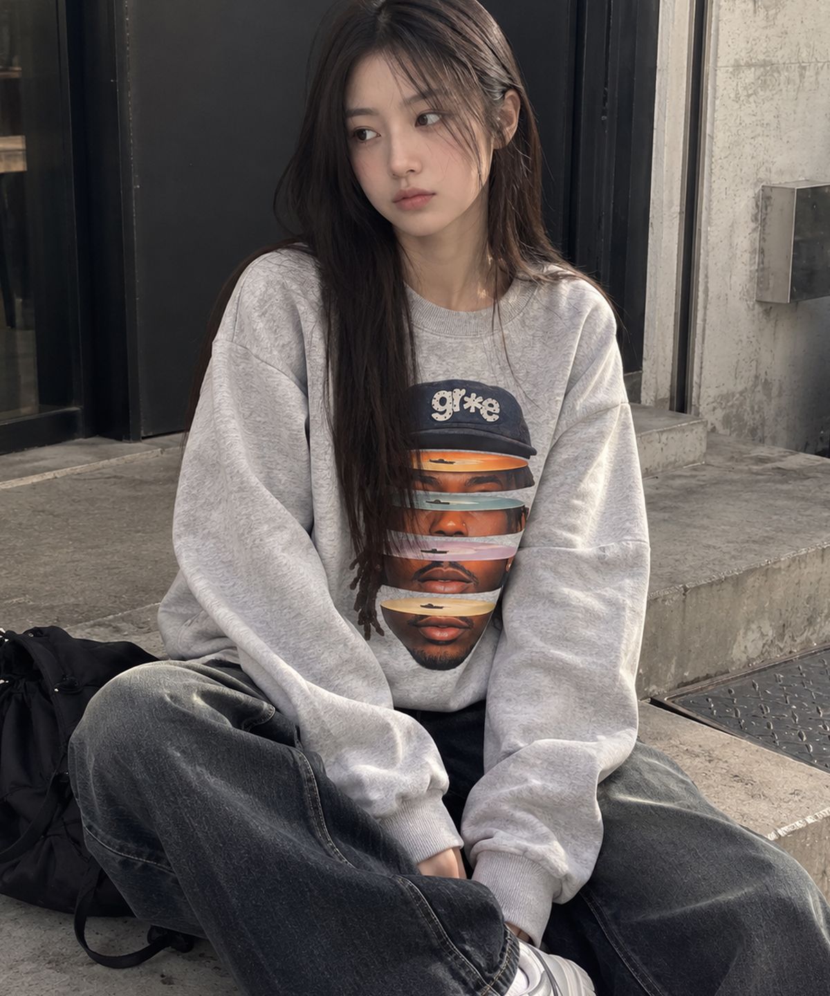그레이버 오디너리(GRAVER ORDINARY) [ODNR UNISEX]Face Grae 맨투맨_Gray