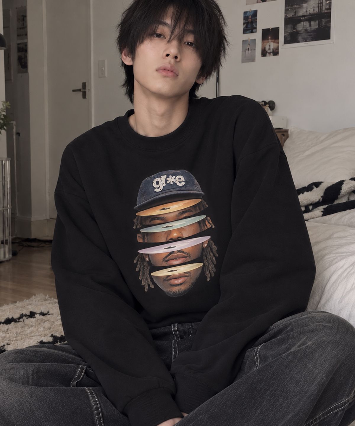 그레이버 오디너리(GRAVER ORDINARY) [ODNR UNISEX]Face Grae 맨투맨_Cream