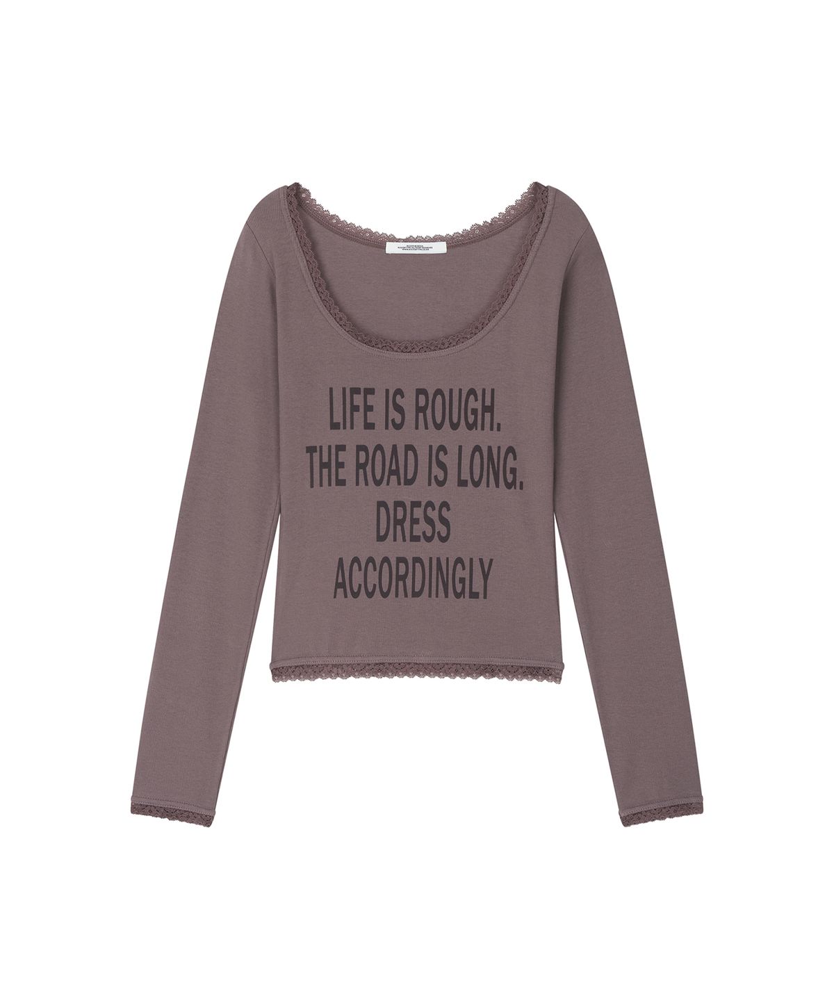 로타입(ROUGHTYPE) Scallop Lace Off-shoulder Long Sleeve - Ash purple
