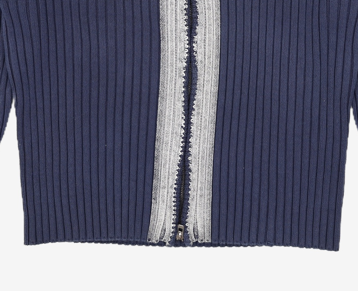 메종미네드(MAISON MINED) ROUGH WASHED HIGH NECK ZIP-UP CARDIGAN NAVY L