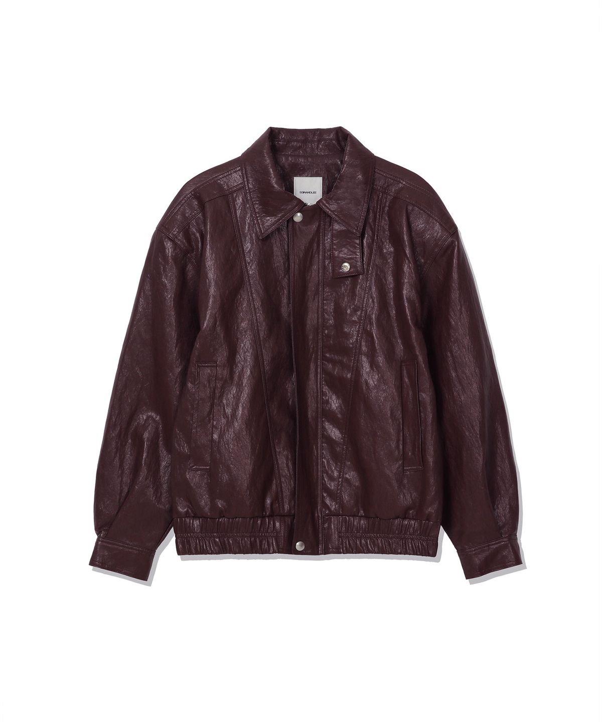 신앤리(SSIN AND LEE) Backstage High-Neck Leather Jacket Burgundy