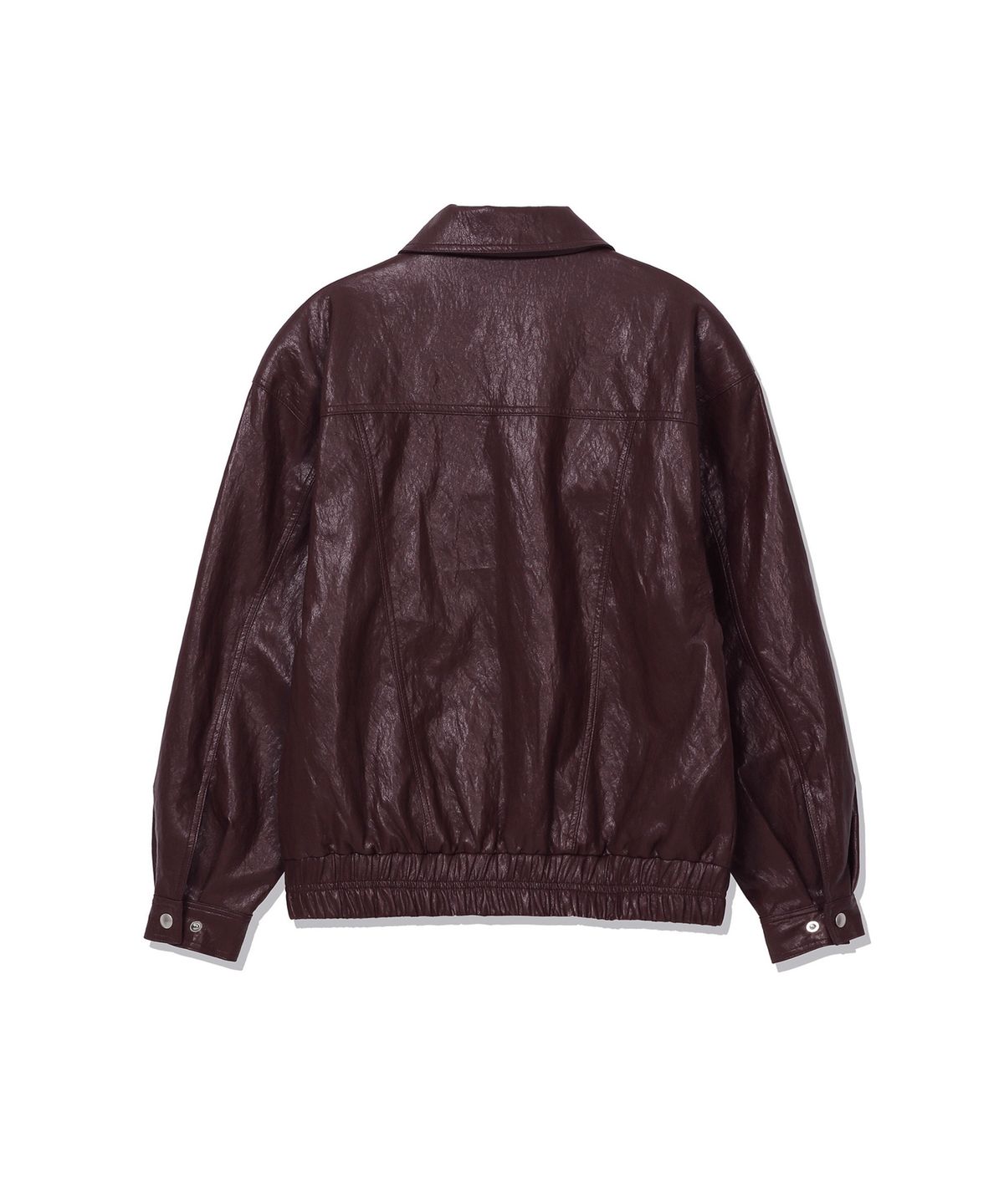 신앤리(SSIN AND LEE) Backstage High-Neck Leather Jacket Burgundy