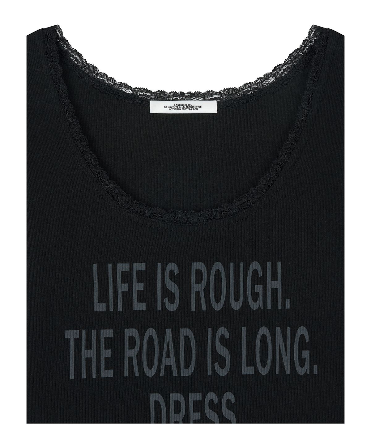 로타입(ROUGHTYPE) Scallop Lace Off-shoulder Long Sleeve - Black