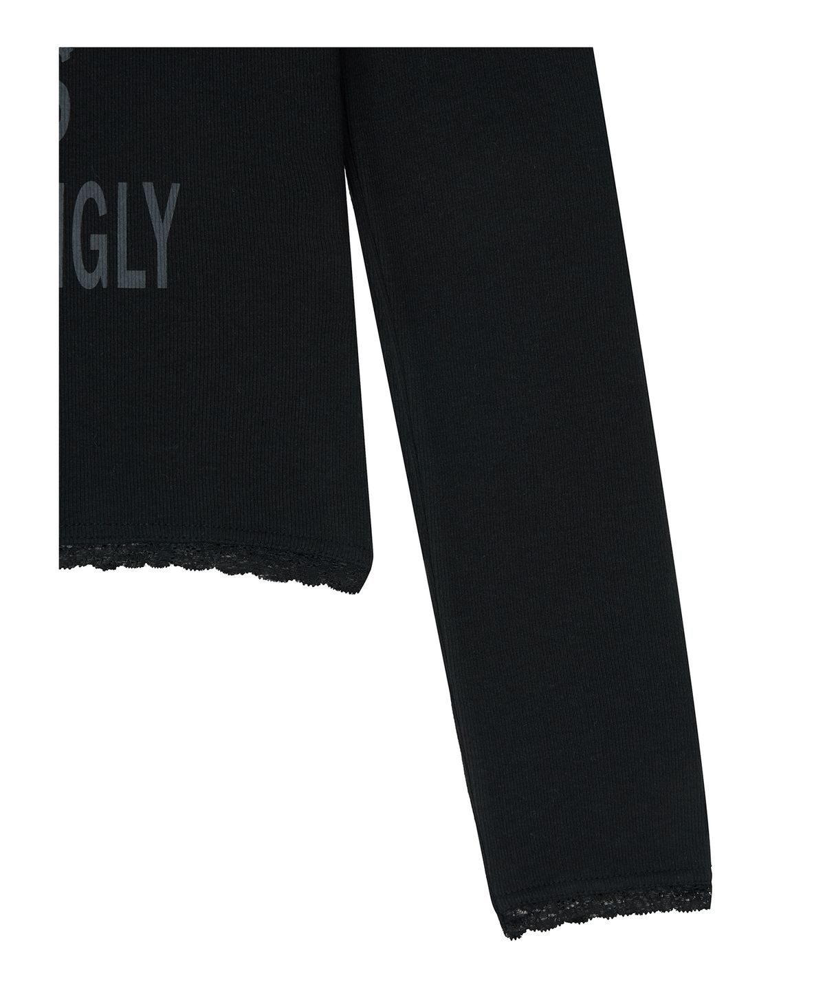 로타입(ROUGHTYPE) Scallop Lace Off-shoulder Long Sleeve - Black