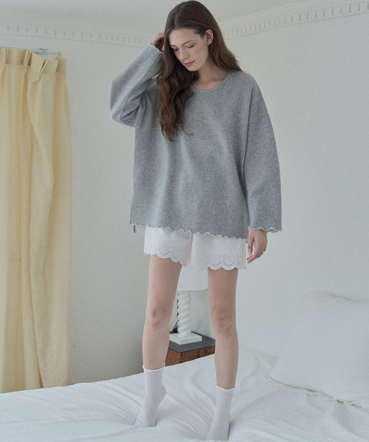 아방(AVANT-G) Wool Oversize Unbalanced Knit - GREY
