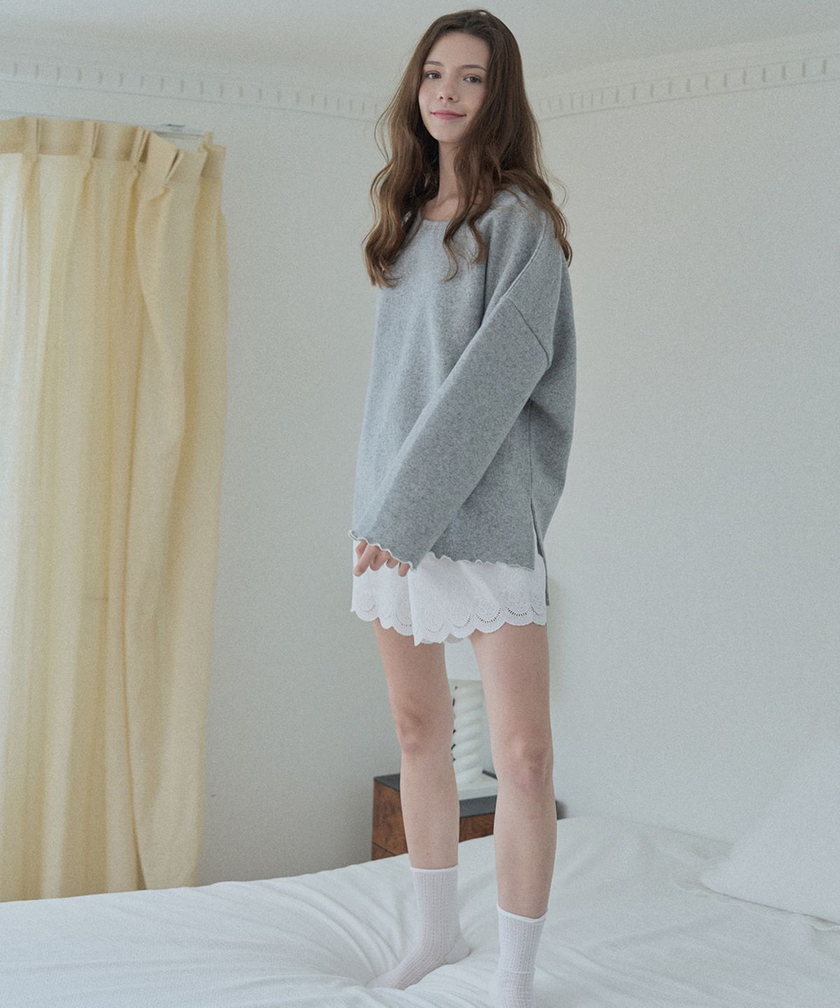 아방(AVANT-G) Wool Oversize Unbalanced Knit - GREY