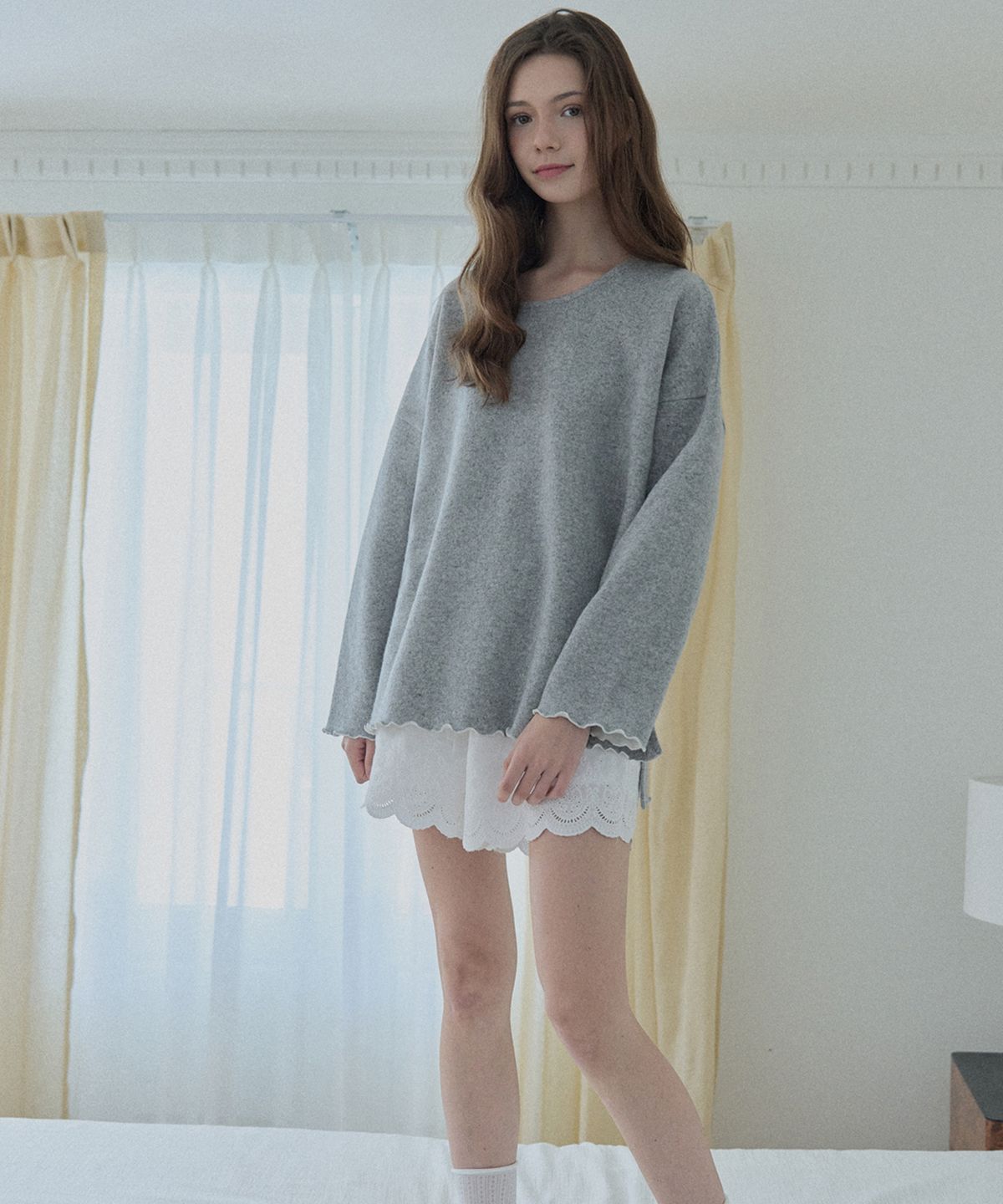 아방(AVANT-G) Wool Oversize Unbalanced Knit - GREY
