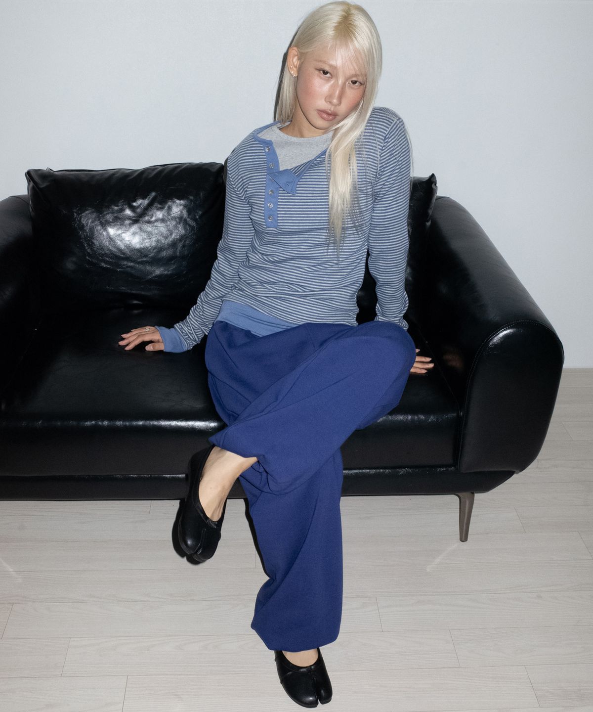 칙스(CHICKS) 데일리 버튼 벌룬 스웻 조거 팬츠 딥블루