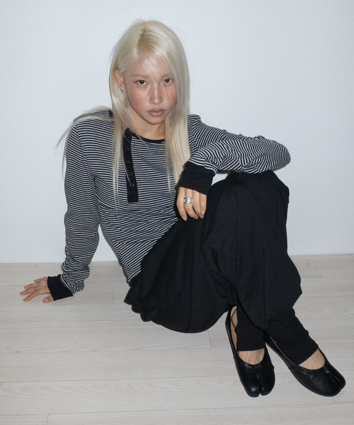 칙스(CHICKS) 레그워머 카프리 하렘 스웻 조거팬츠 블랙