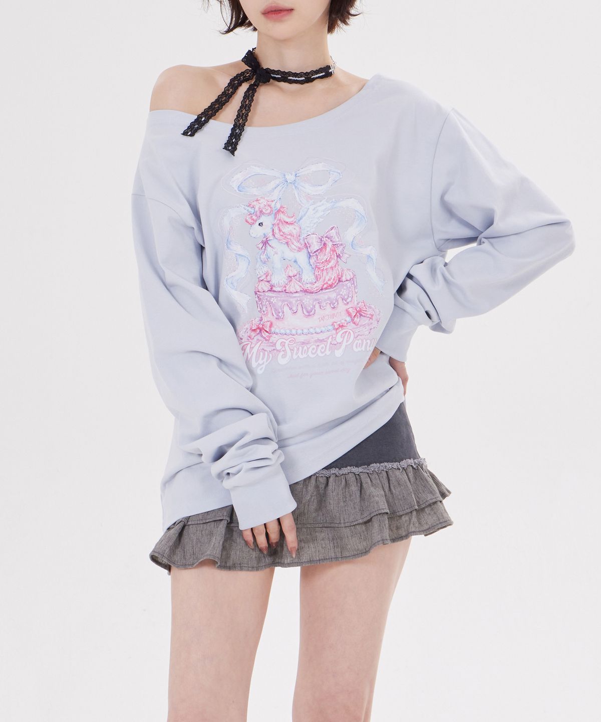 디스펑트(DYSFUNCT) MY SWEET PONY ONE SHOULDER(LIGHT BLUE)