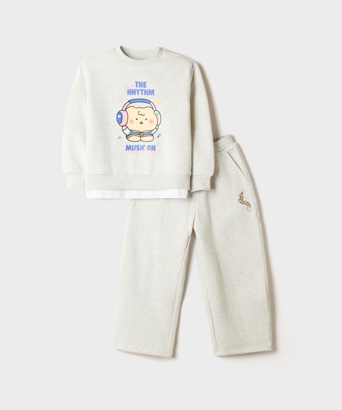 스파오 키즈(SPAO KIDS) [키즈] (망그러진곰) 상하세트 (기모)(Oatmeal Melange)_SPSMG4TKU3