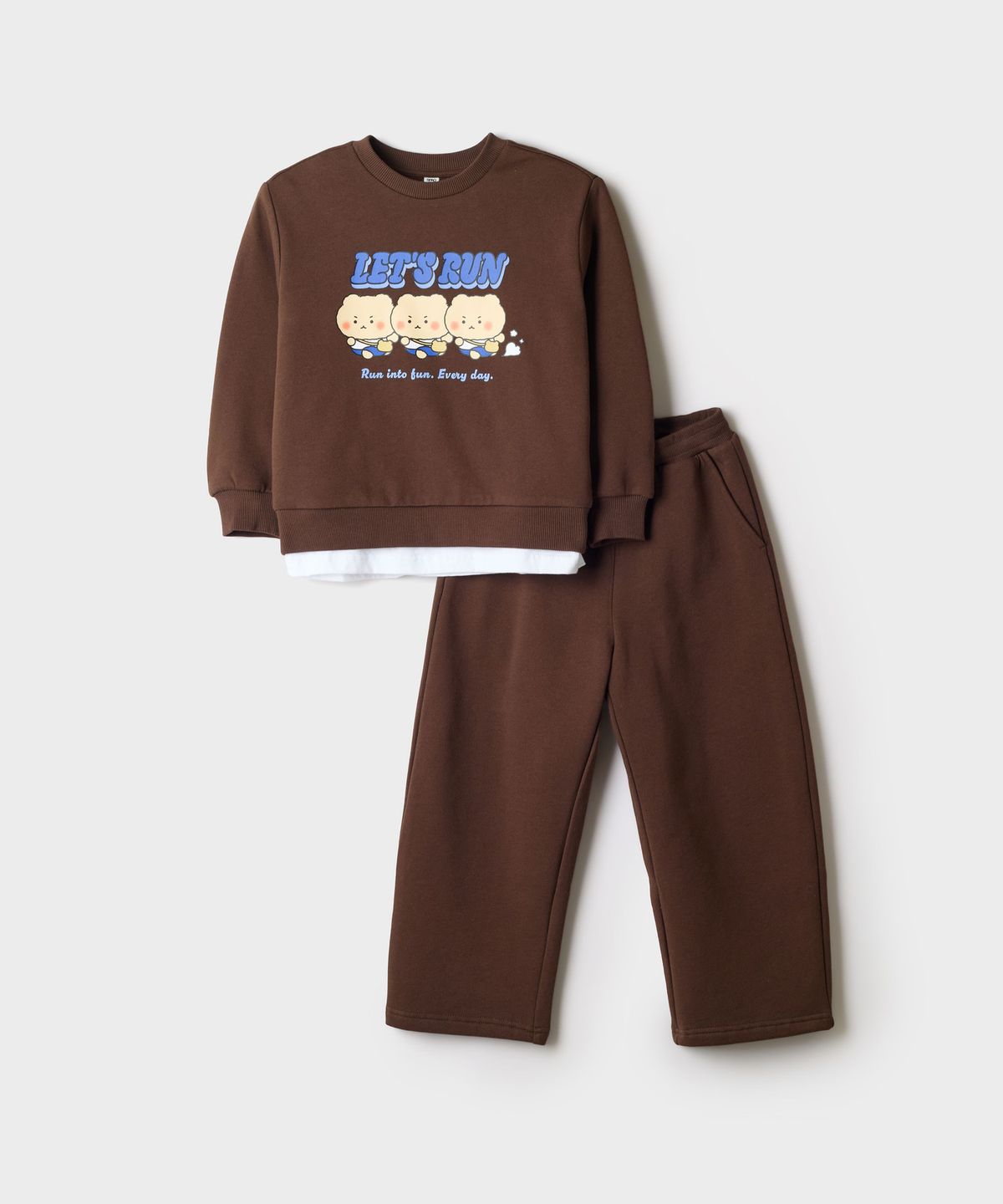 스파오 키즈(SPAO KIDS) [키즈] (망그러진곰) 상하세트 (기모)(Brown)_SPSMG4TKU3