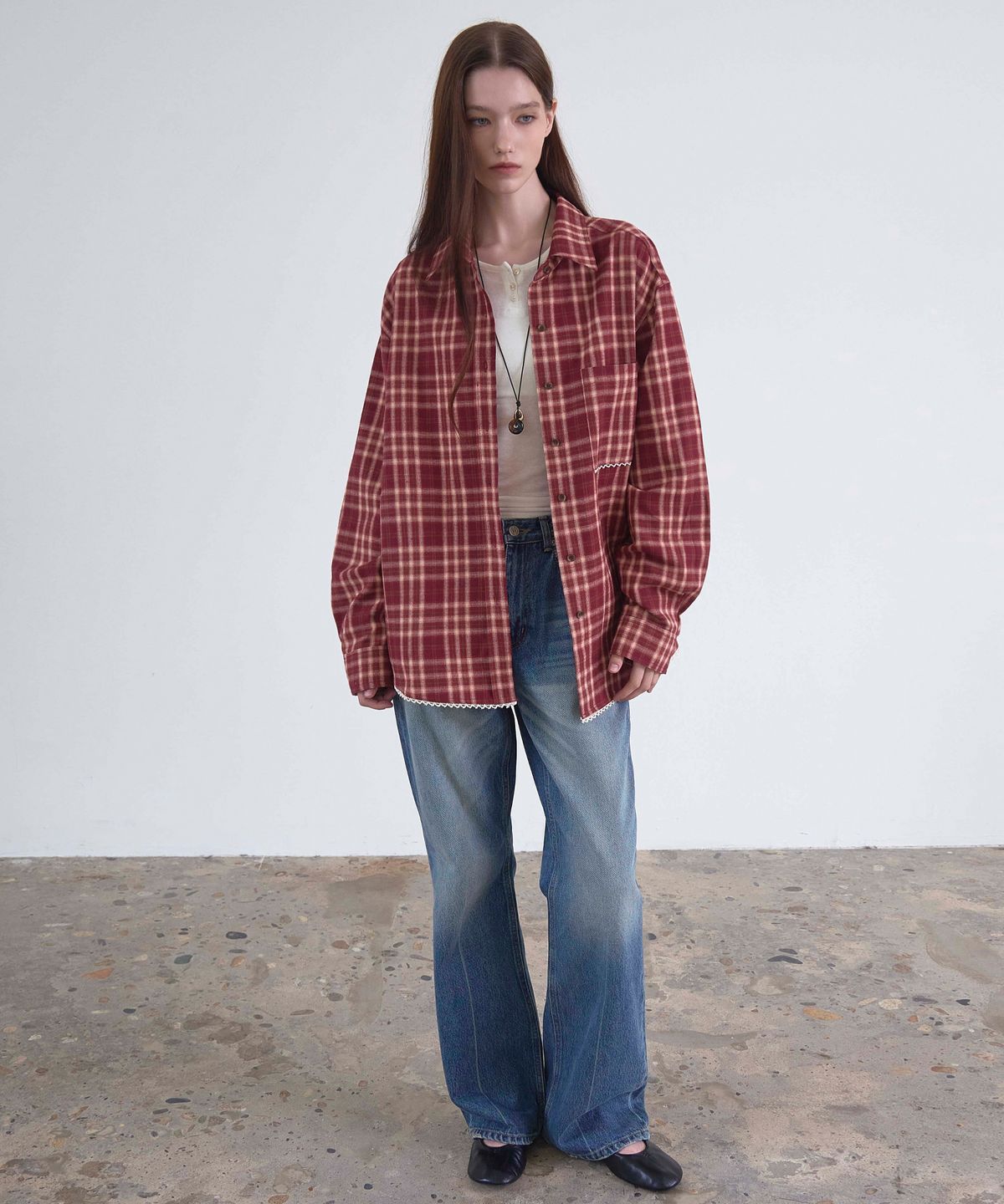 신앤리(SSIN AND LEE) Cottage Cotton Check Shirt Red